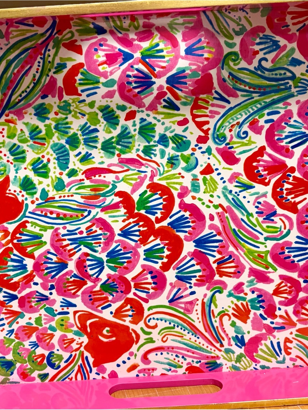 Lilly Pulitzer Vibrant Pink Multi Floral Tray